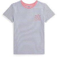 Polo Ralph Lauren Girls Stripe Script Short Sleeve T-Shirt - Blue