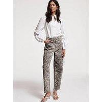 Mint Velvet Leopard Print Tapered Jeans - Beige