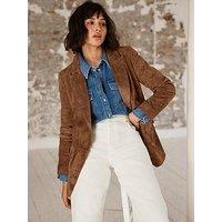 Mint Velvet Tan Suede Blazer - Brown