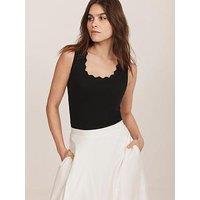 Mint Velvet Scallop Trim Vest - Black