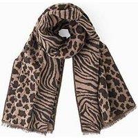 The Very Collection Mixed Print Animal Scarf - Brown