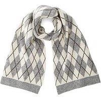 The Very Collection Knitted Argyle Scarf With Wool - Grey