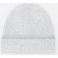 The Very Collection Rib Knitted Beanie With Lurex Tipping - Grey