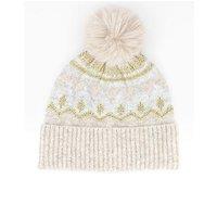 The Very Collection Knitted Fairisle Beanie With Faux Fur Pom Pom - Multi