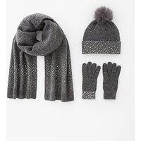 The Very Collection Heat Fix Hat Glove And Scarf Set - Grey