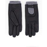 The Very Collection Knitted Insert Leather Gloves - Black
