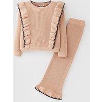 Mini V By Very Girls Knitted Contrast Hem Set - Black