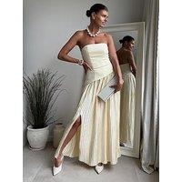 Style Cheat Pleat Bandeau Dress - Yellow