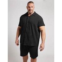 Badrhino Textured Short Sleeve Polo Shirt - Black