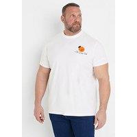 Badrhino Orange Print T-Shirt - White