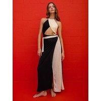 Pitusa Colourblock Wrap Beach Dress - Black