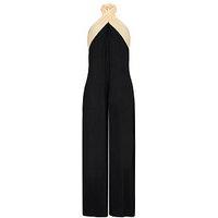 Pitusa Colourblock Halter Lightweight Beach Jumpsuit - Black