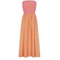 Pitusa Strapless Smocked Midi Beach Dress - Orange