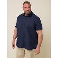 Badrhino Short Sleeve Linen Shirt - Blue