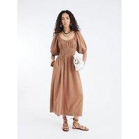 River Island Short Sleeve Double Faced Midi - Brown