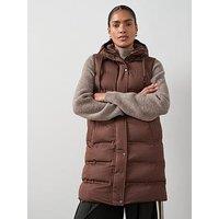 The Very Collection Longline Hooded Gilet - Chocolate Brown