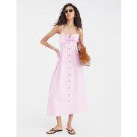 River Island Midi Bow Button Up Dress - Pink