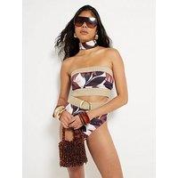 River Island Mono Bandeau Bikini Top - Black