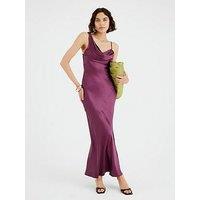 River Island One Shoulder Cowl Maxi Slip Dress - Purple