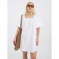 River Island Puff Sleeve Detail Dress - White