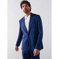 Mango Salerno Smart Slim Fit Linen Suit Jacket - Blue