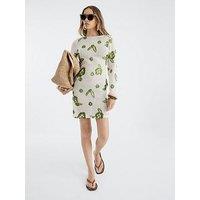 River Island Embroidered Crochet Mini Dress - Khaki