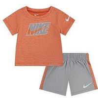 Nike Infant Boys Dri-Fit Shorts And T-Shirt Set - Orange/Grey