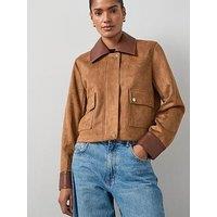 The Very Collection Faux Suede Barn Jacket - Brown