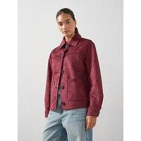 The Very Collection Faux Suede Button Front Jacket - Burgundy