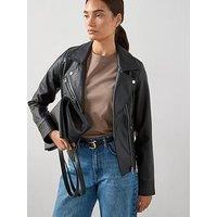 V By Very Faux Leather Biker Jacket - Black