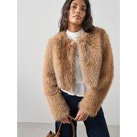 The Very Collection Short Faux Fur Jacket - Brown