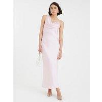 River Island One Shoulder Cowl Maxi Slip Dress - Pink