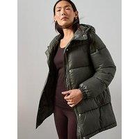 The Very Collection Glossy Padded Coat - Khaki