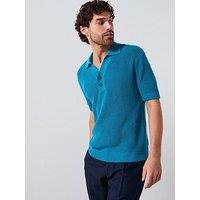 Mango Amari Smart Short Sleeve Knitted Polo Shirt - Light Aqua