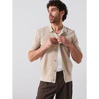 Mango Canario Smart Button Up Knitted Polo Shirt - Brown