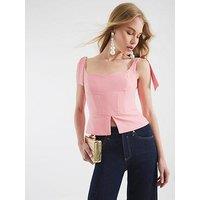 River Island Corset Bow Detail Top - Pink