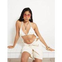 River Island Spot Bikini Top - White