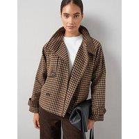 The Very Collection Faux Wool Check Trench Jacket - Multi