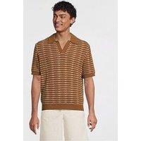 Mango Puig Smart Casual Open Collar Knitted Polo Shirt - Brown