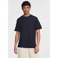 Mango Open Smart Casual Short Sleeve Knitted T-Shirt - Navy