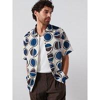Mango Begur Smart Rustic Print Short Sleeve Shirt - White