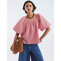 River Island Print Puff Sleeve Detail Top - Red