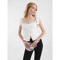 River Island Corset Bow Detail Top - Cream