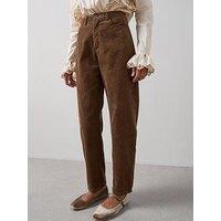 The Very Collection High Waist Cord Barrel Trouser - Dark Beige