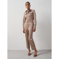 The Very Collection Suedette Jumpsuit - Dark Beige