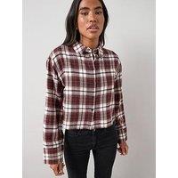 The Very Collection Cropped Check Shirt - Brown