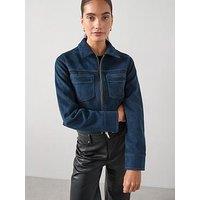 The Very Collection Stitch Detail Faux Suede Jacket - Navy