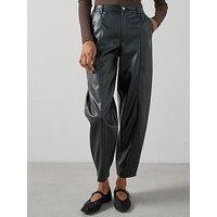 The Very Collection Faux Leather Barrel Leg Trousers - Black