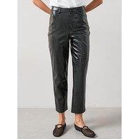 The Very Collection Faux Leather Straight Trousers - Black Mock Croc