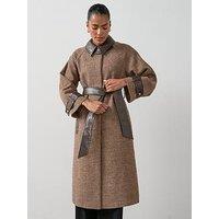 The Very Collection Check Coat With Pu Trims - Multi